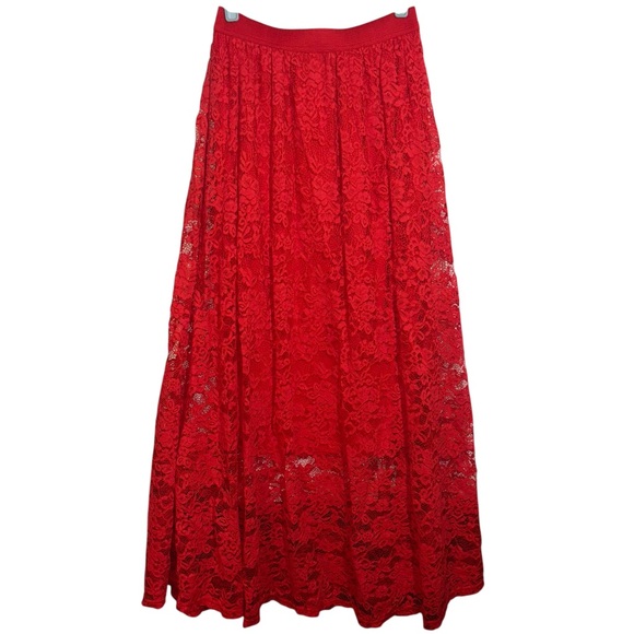 Laffaire Dresses & Skirts - Laffaire Red Lace Maxi Skirt A-Line Full Skirt Women’s Size Medium
